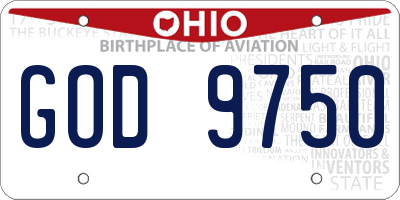 OH license plate GOD9750