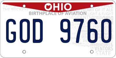 OH license plate GOD9760