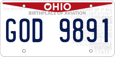 OH license plate GOD9891