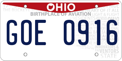 OH license plate GOE0916