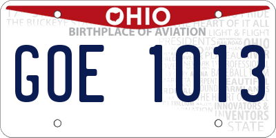 OH license plate GOE1013