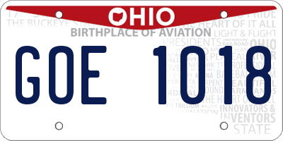 OH license plate GOE1018