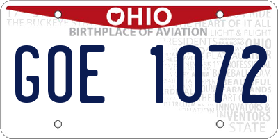 OH license plate GOE1072