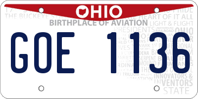 OH license plate GOE1136