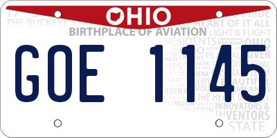 OH license plate GOE1145