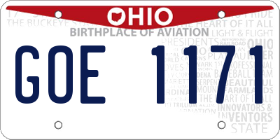 OH license plate GOE1171