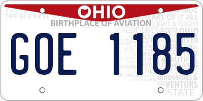 OH license plate GOE1185