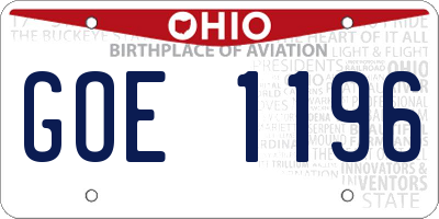 OH license plate GOE1196