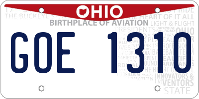 OH license plate GOE1310