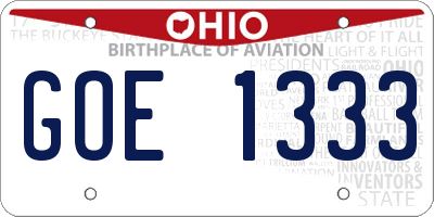 OH license plate GOE1333