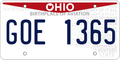 OH license plate GOE1365