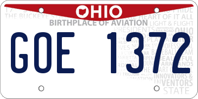 OH license plate GOE1372