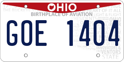 OH license plate GOE1404