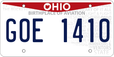 OH license plate GOE1410