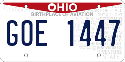 OH license plate GOE1447