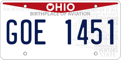 OH license plate GOE1451