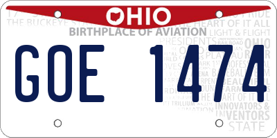 OH license plate GOE1474