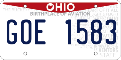 OH license plate GOE1583