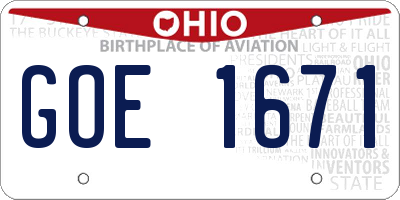 OH license plate GOE1671