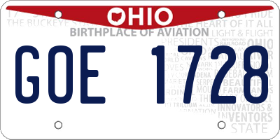 OH license plate GOE1728