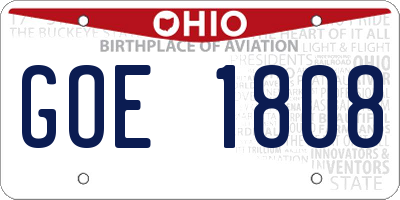 OH license plate GOE1808