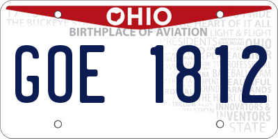 OH license plate GOE1812