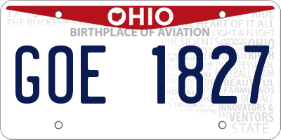 OH license plate GOE1827