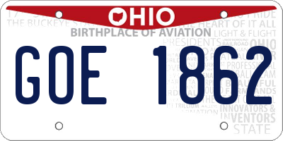 OH license plate GOE1862