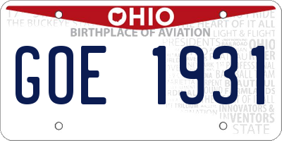 OH license plate GOE1931