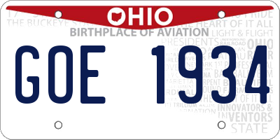 OH license plate GOE1934
