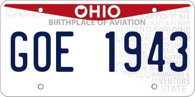 OH license plate GOE1943