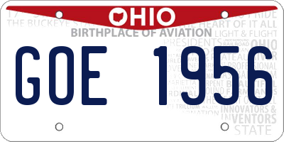 OH license plate GOE1956