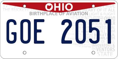 OH license plate GOE2051