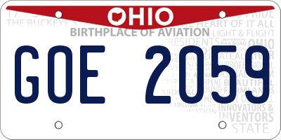 OH license plate GOE2059