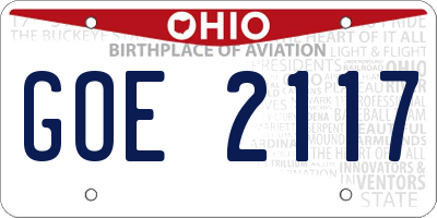 OH license plate GOE2117