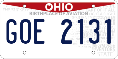 OH license plate GOE2131