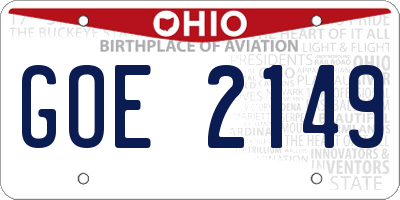 OH license plate GOE2149