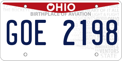 OH license plate GOE2198