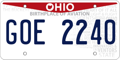 OH license plate GOE2240
