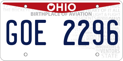 OH license plate GOE2296
