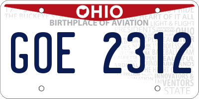 OH license plate GOE2312