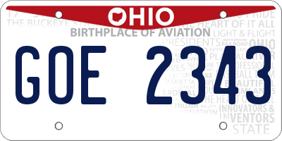 OH license plate GOE2343