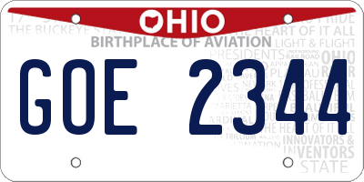OH license plate GOE2344