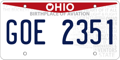 OH license plate GOE2351