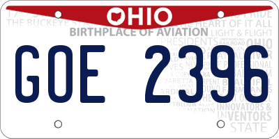OH license plate GOE2396