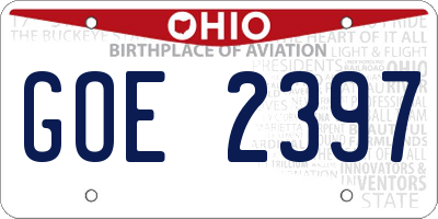 OH license plate GOE2397