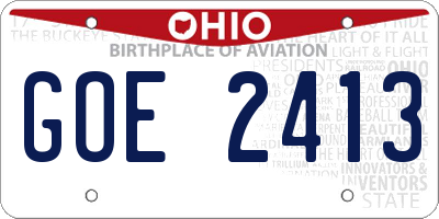 OH license plate GOE2413