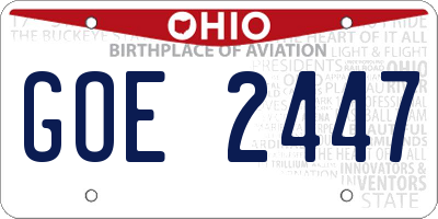 OH license plate GOE2447