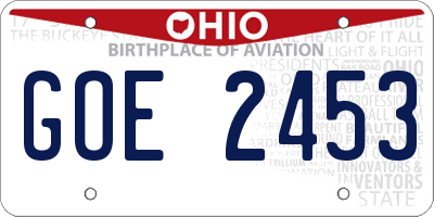 OH license plate GOE2453