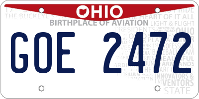 OH license plate GOE2472